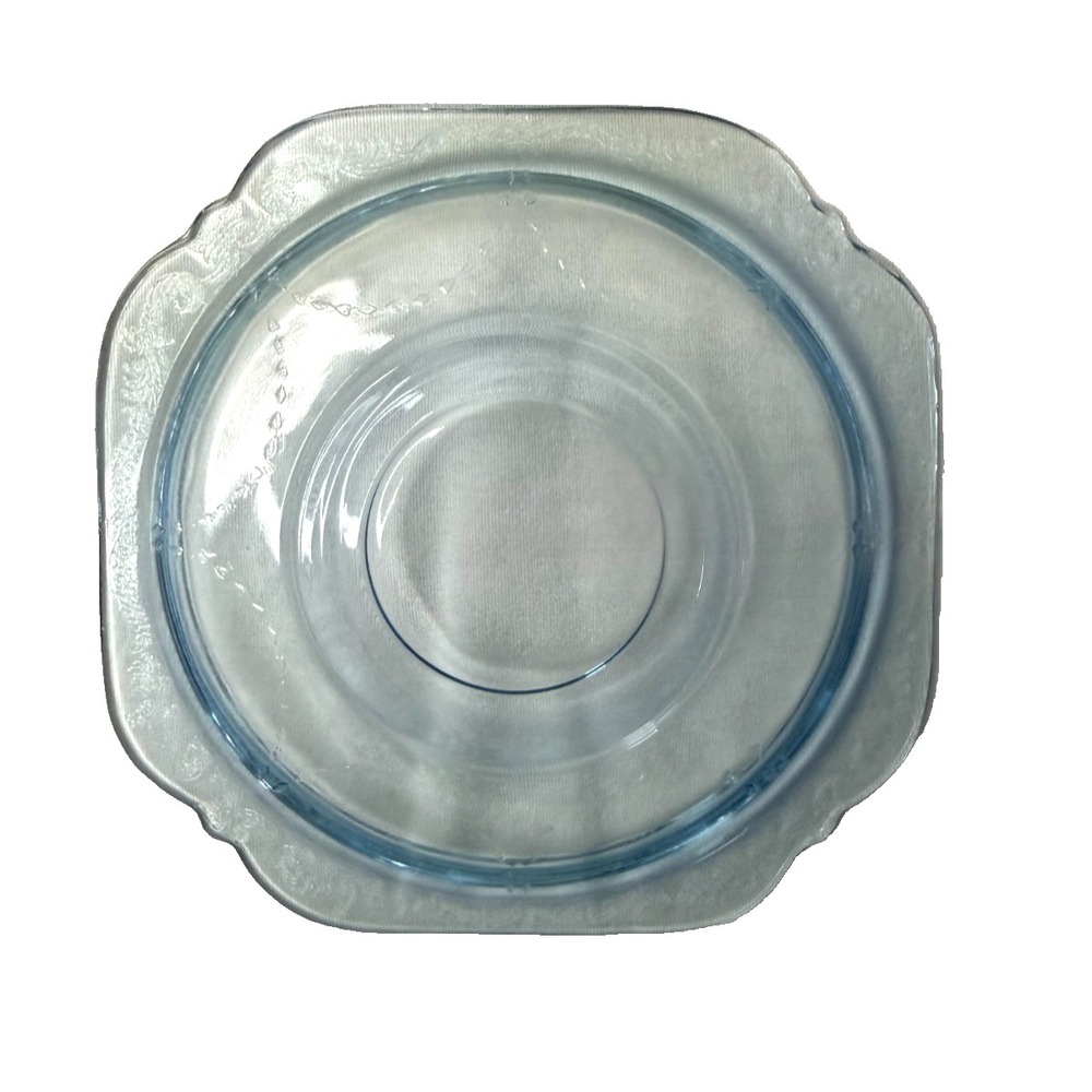 Vintage Indiana Glass Federal Madrid Recollection Teal Aqua Saucer 6"